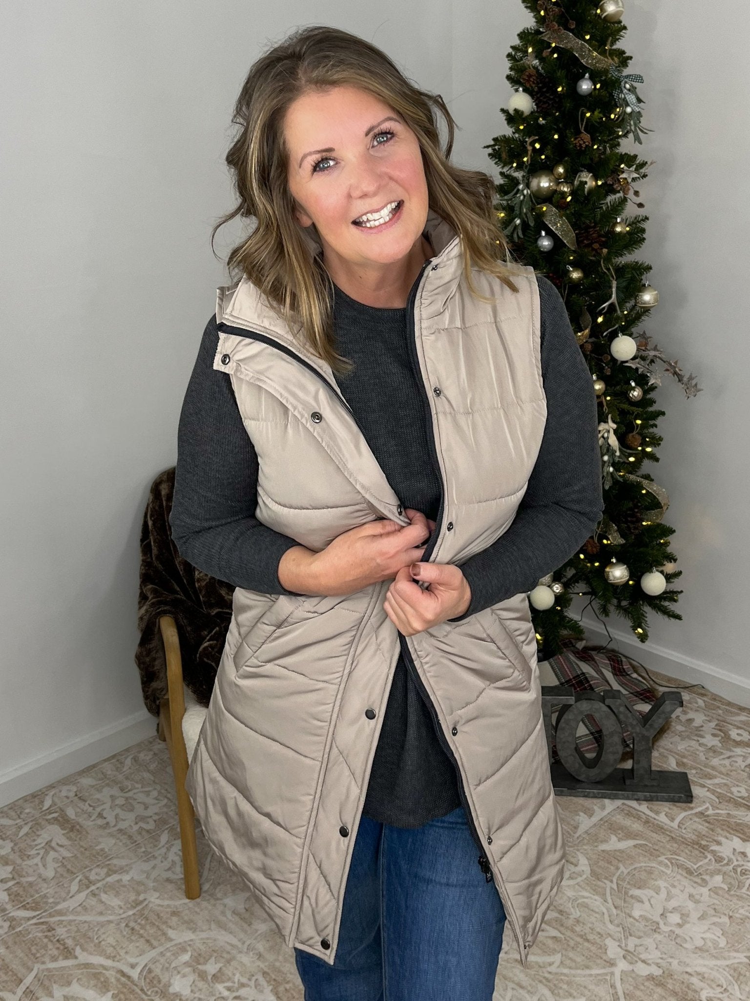 Harlow Long Vest - Latte - Lavender Hills BeautyMichelle MaeHARVST-LTT-S