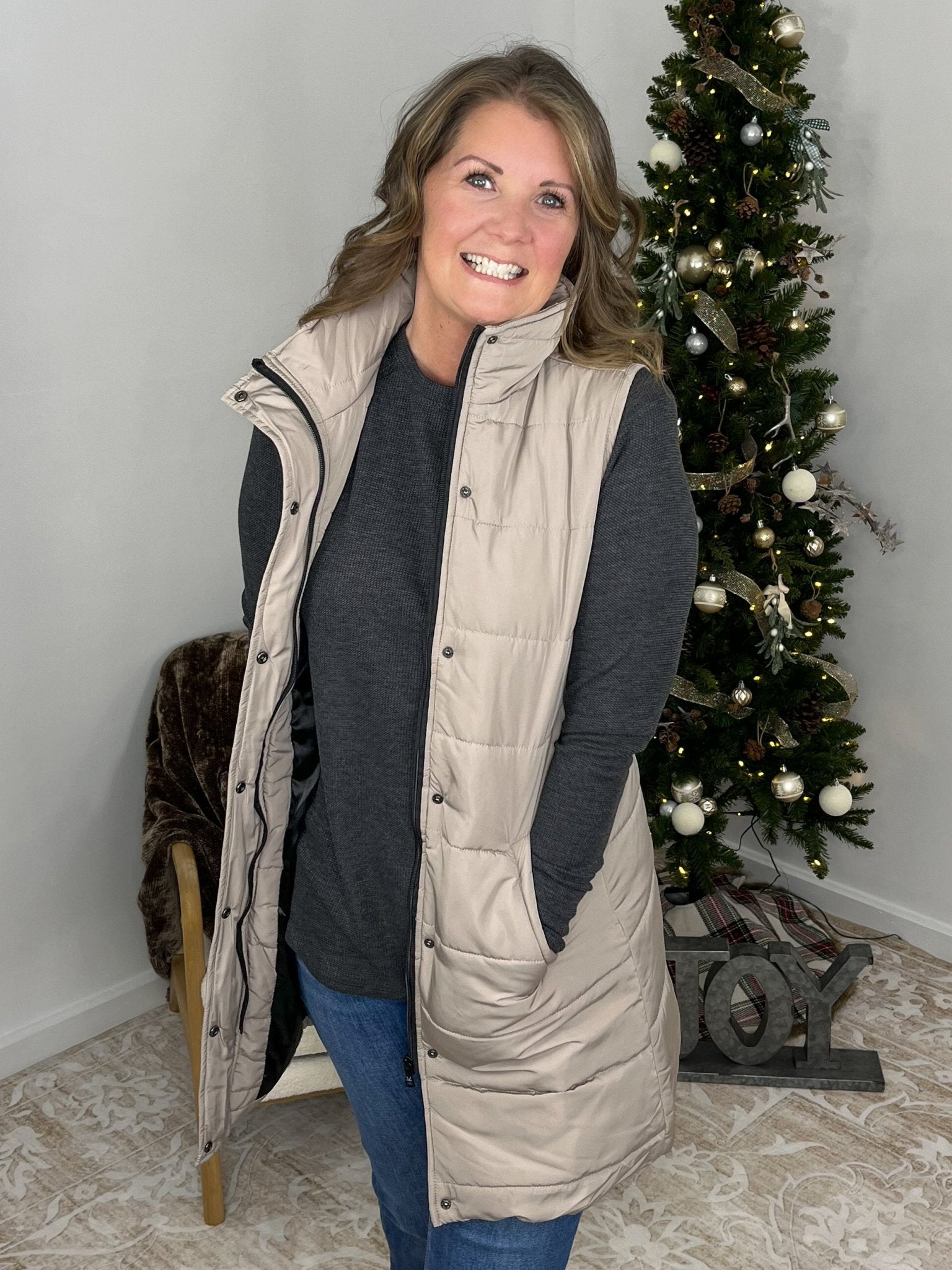 Harlow Long Vest - Latte - Lavender Hills BeautyMichelle MaeHARVST-LTT-S