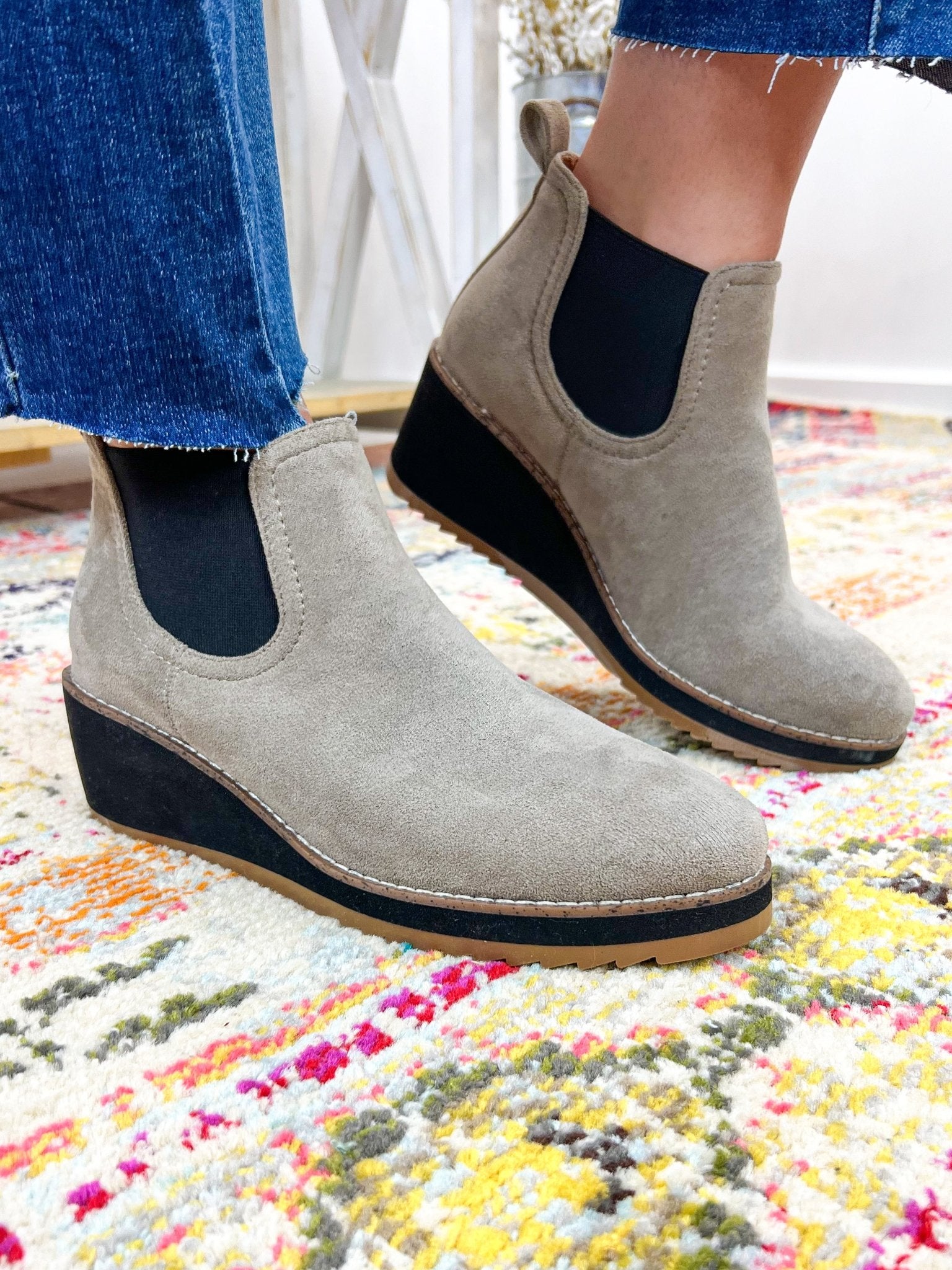 Love You A Latte Wedge Shoe Bootie - Grey Suede - Lavender Hills BeautyCorkys Footwear80 - 0223 - GRSU - 6