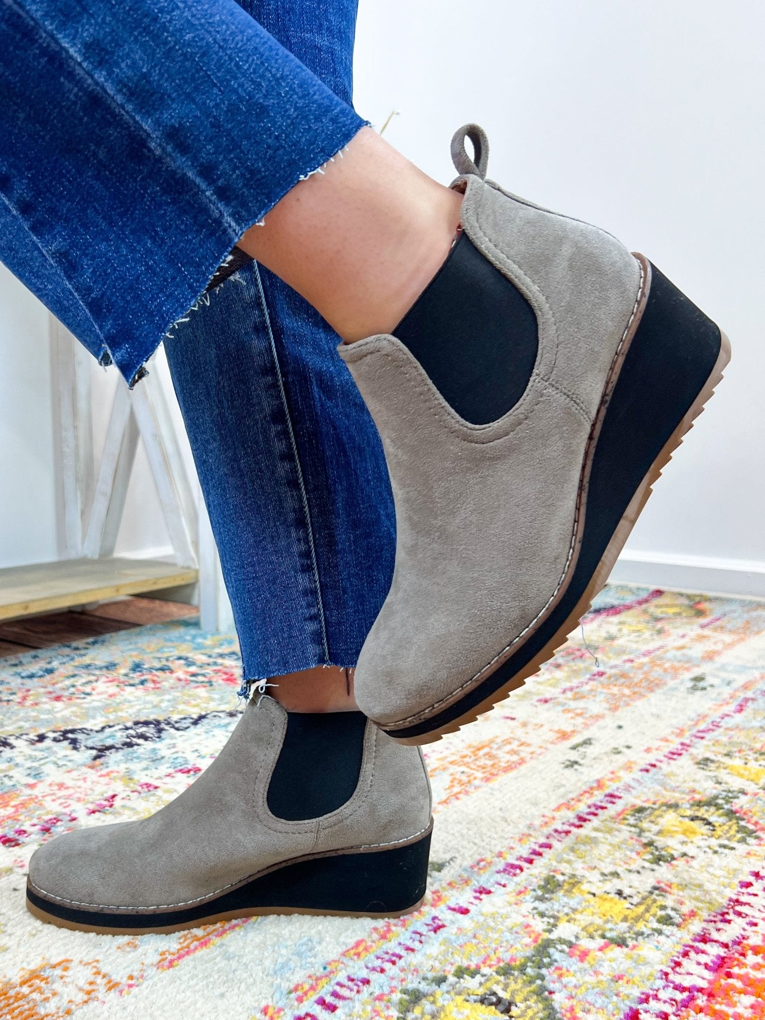 Love You A Latte Wedge Shoe Bootie - Grey Suede - Lavender Hills BeautyCorkys Footwear80 - 0223 - GRSU - 6