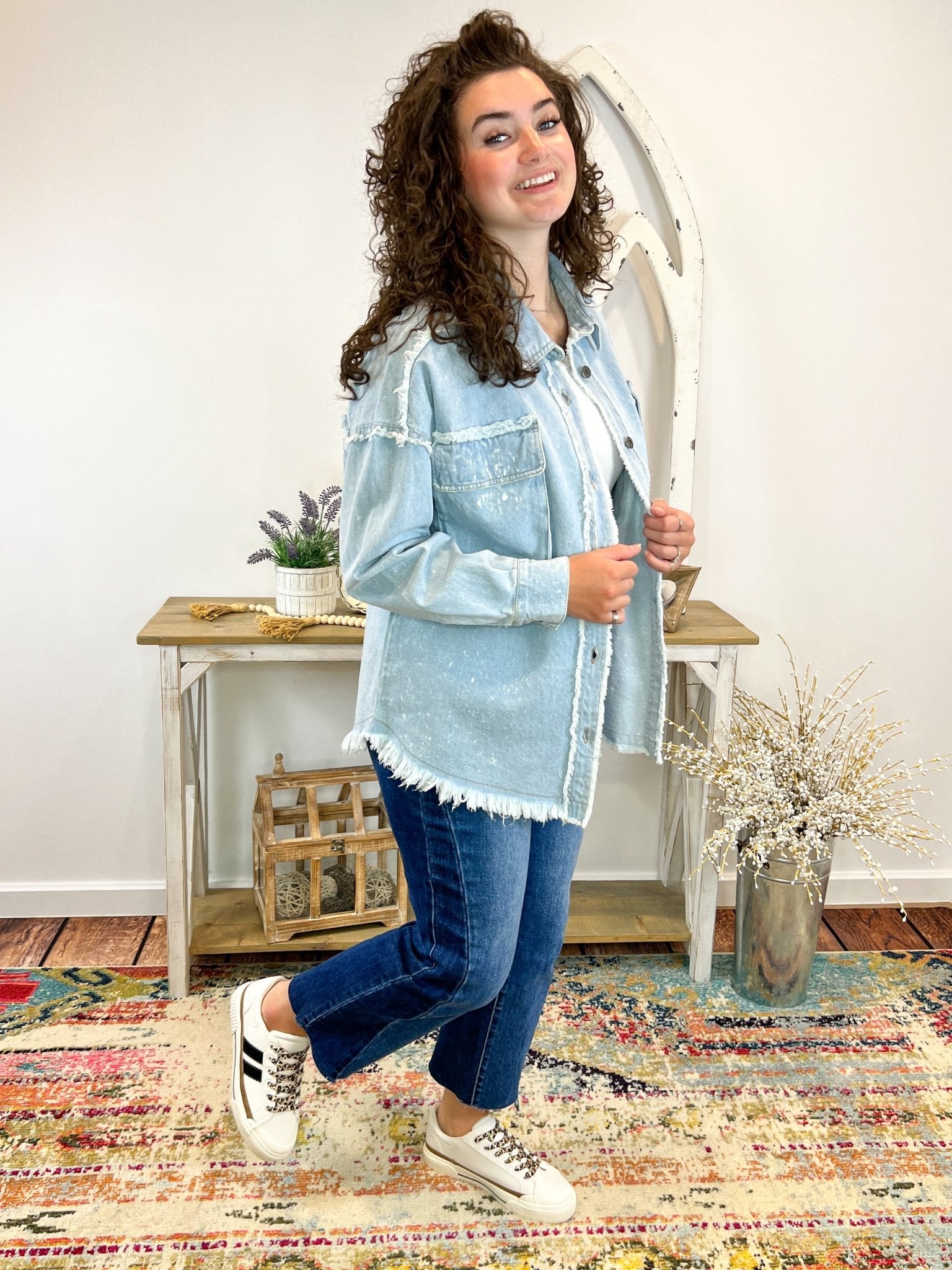 Washed Oversized Denim Chambray Jacket - Indigo - Lavender Hills BeautyVery J