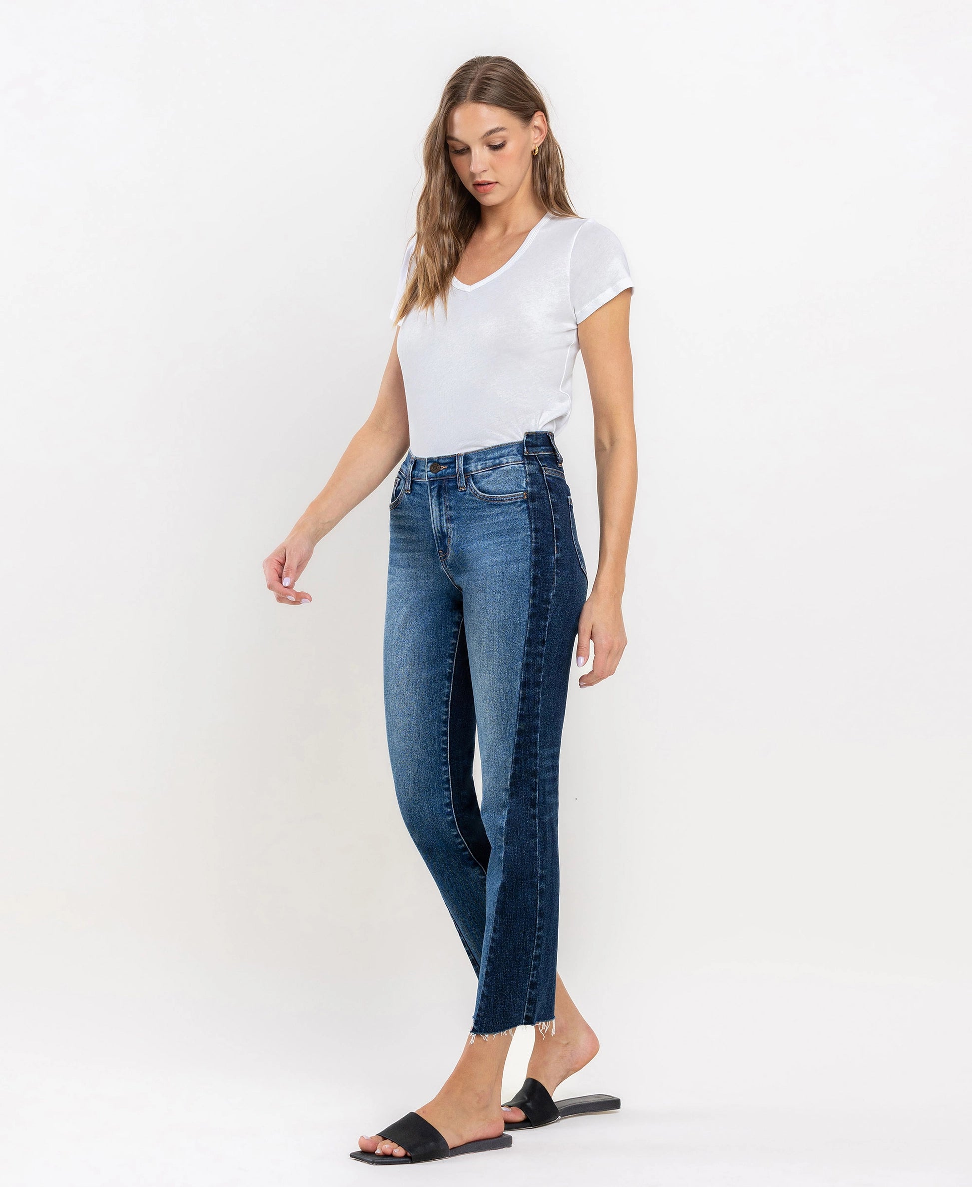 Vervet by Flying Monkey Immaculately Color Block Crop Straight Jeans Vervet by Flying Monkey