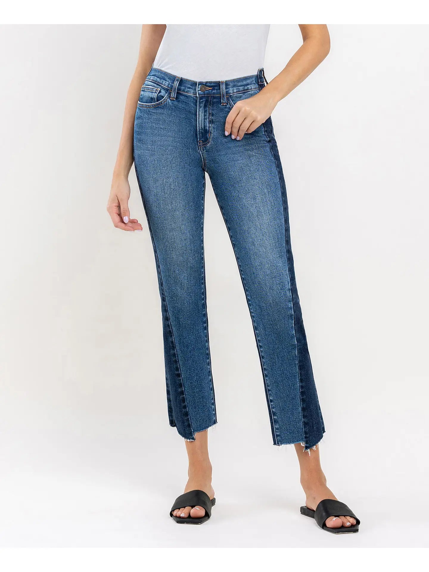 Vervet by Flying Monkey Immaculately Color Block Crop Straight Jeans Vervet by Flying Monkey