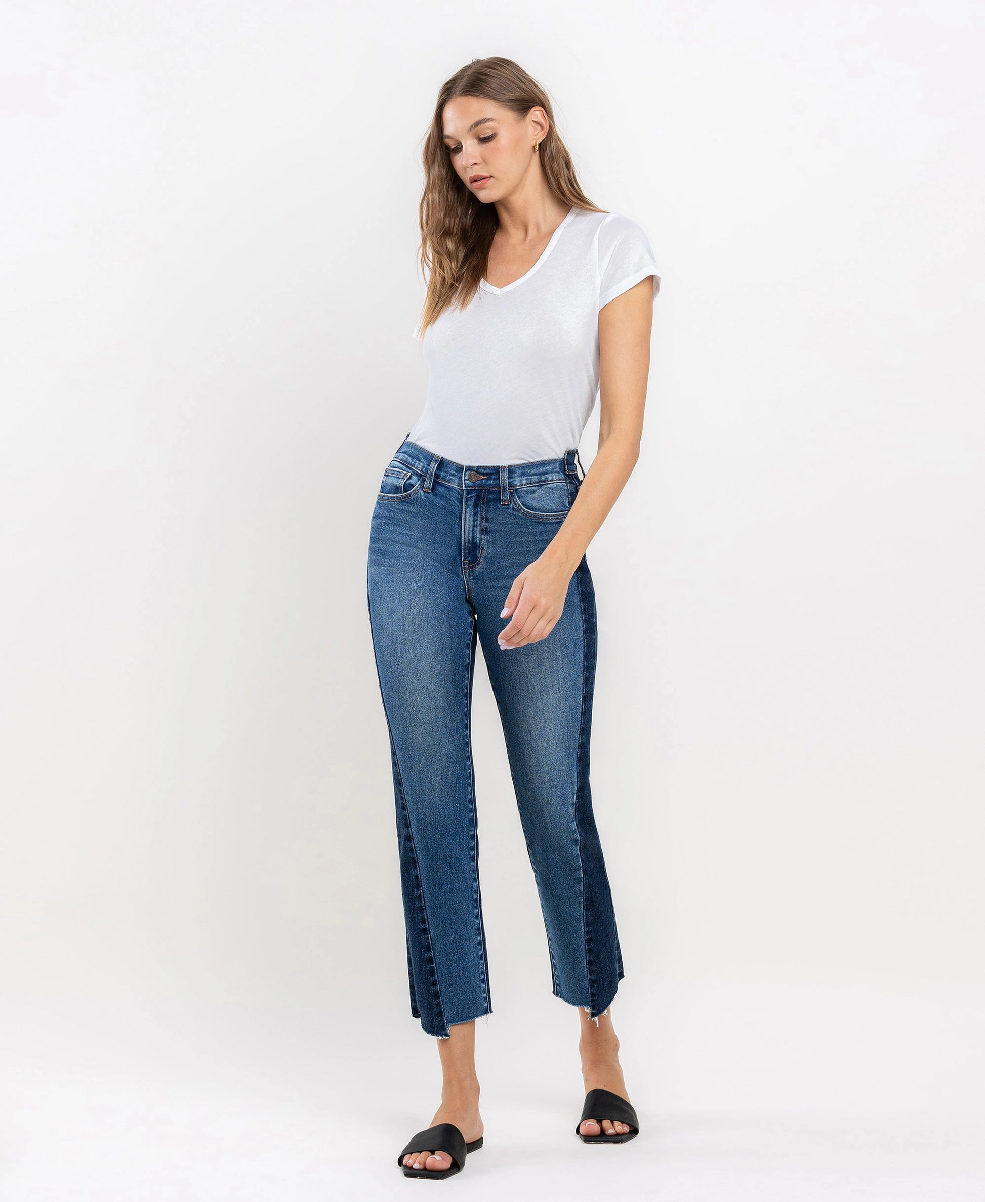 Vervet by Flying Monkey Immaculately Color Block Crop Straight Jeans Vervet by Flying Monkey