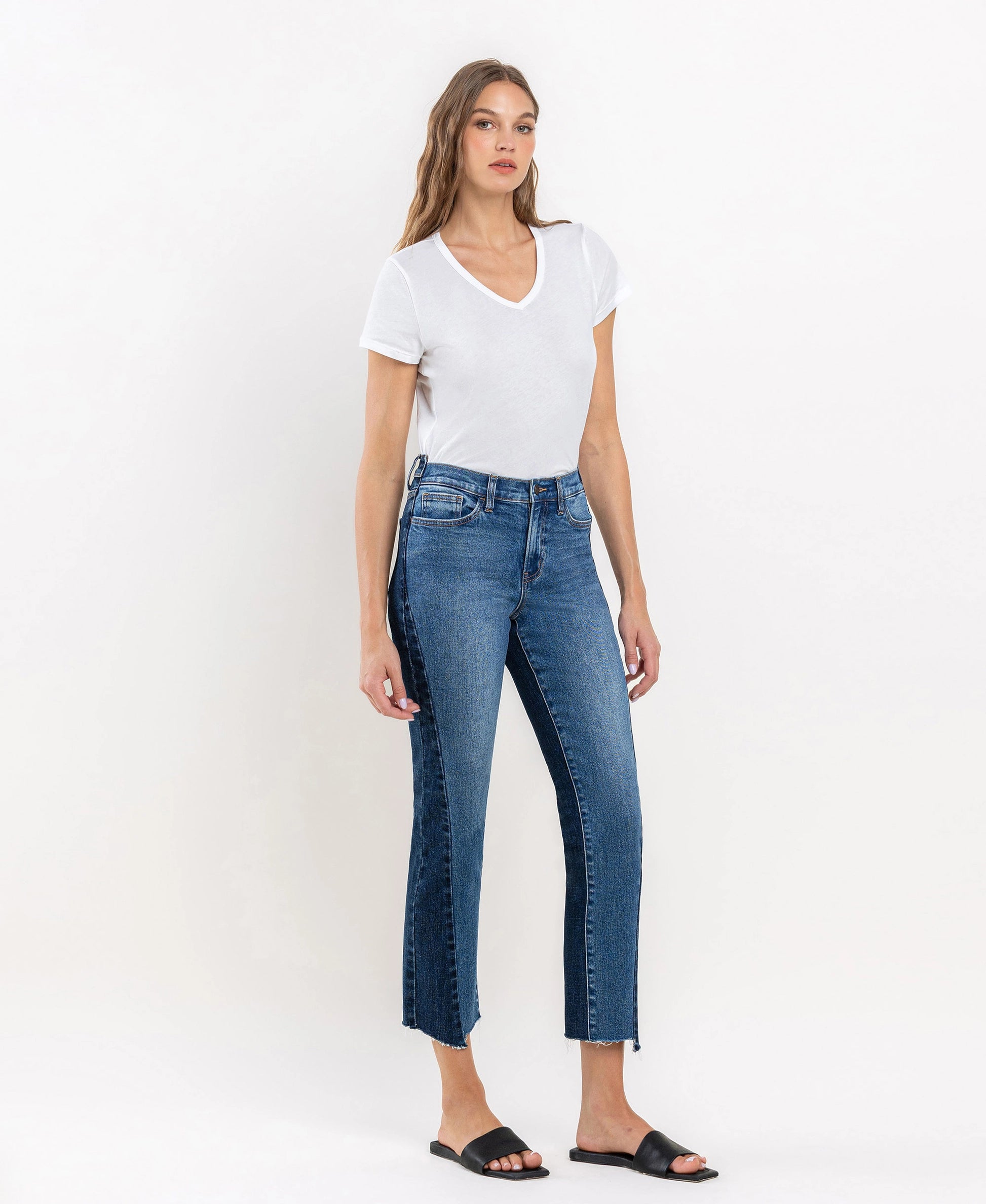 Vervet by Flying Monkey Immaculately Color Block Crop Straight Jeans Vervet by Flying Monkey