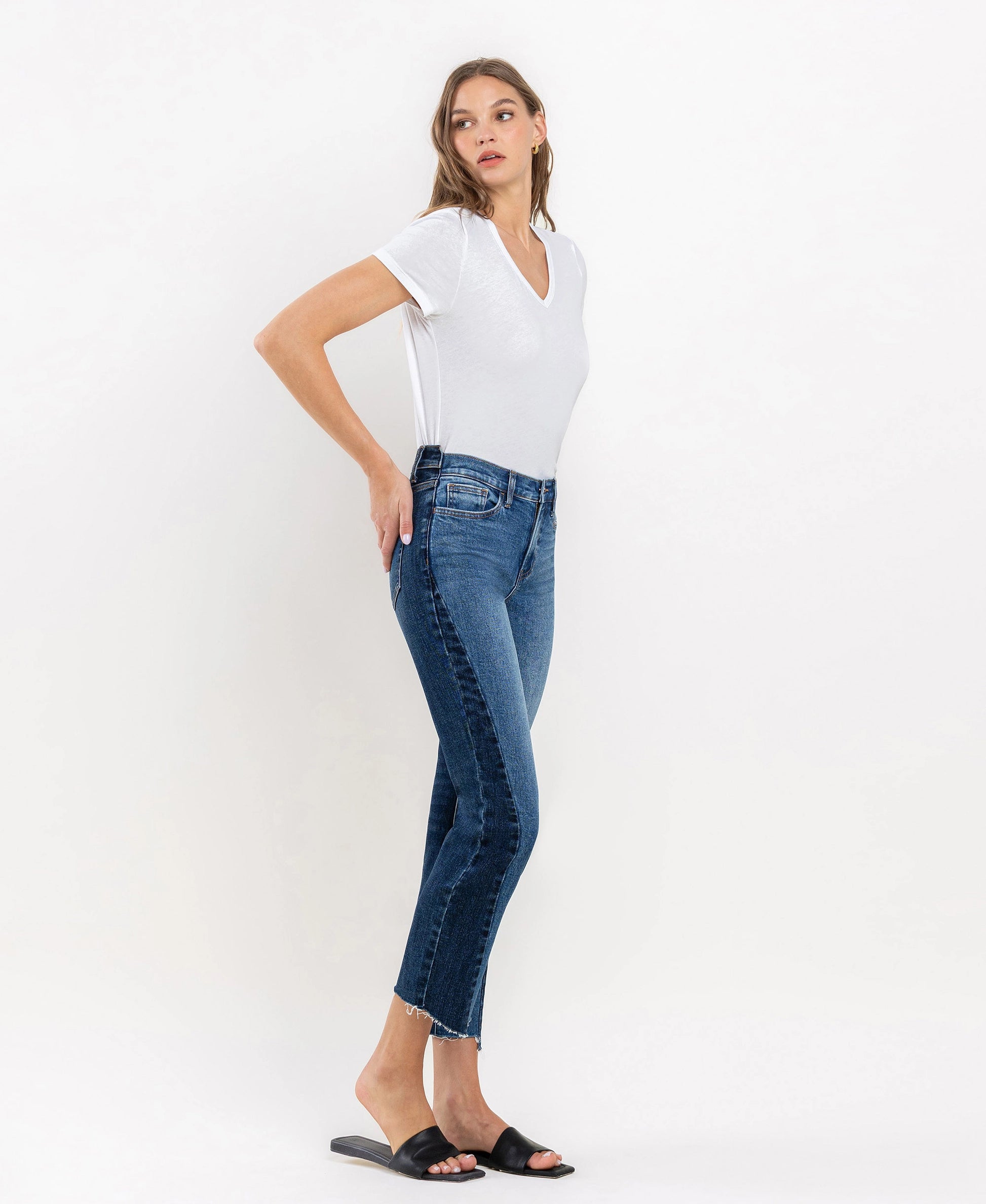 Vervet by Flying Monkey Immaculately Color Block Crop Straight Jeans Vervet by Flying Monkey