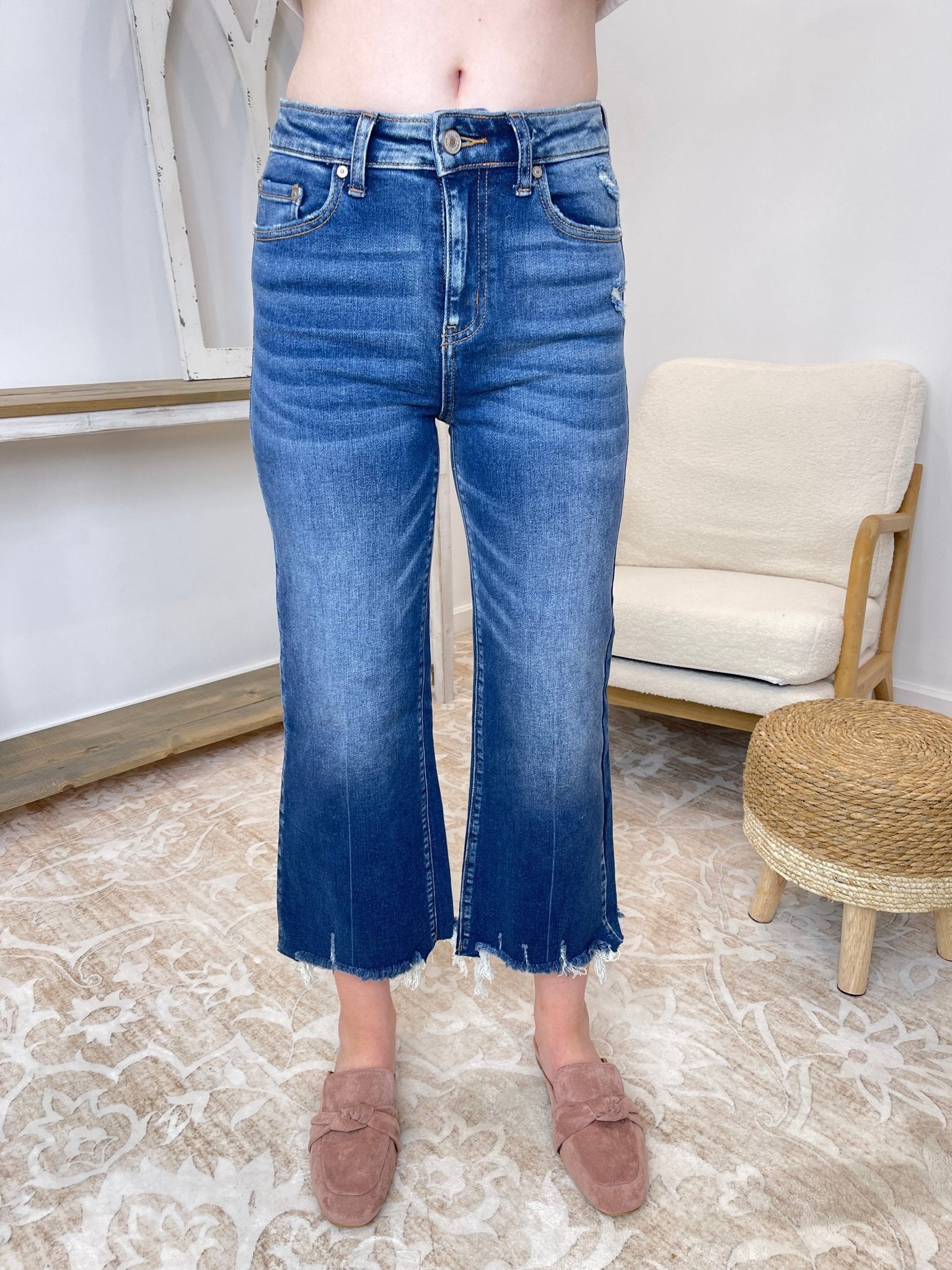 Jenny Straight Raw Hem Cropped Jeans - Lavender Hills BeautyZenanaDNP-1639DD-25