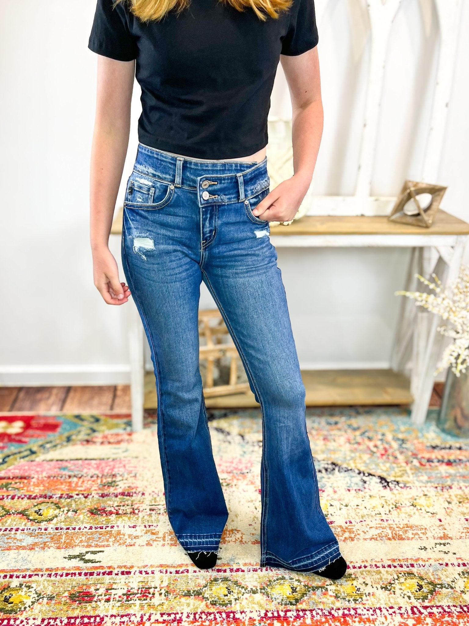 Kan Can American Girl High Rise Cross - Over Flare Jeans - Lavender Hills BeautyKan Can USAKC9340M - 1