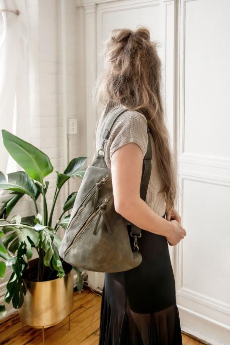 Peyton Double Zip Convertible Sling/Backpack - Lavender Hills BeautyJoy SusanL8184-38