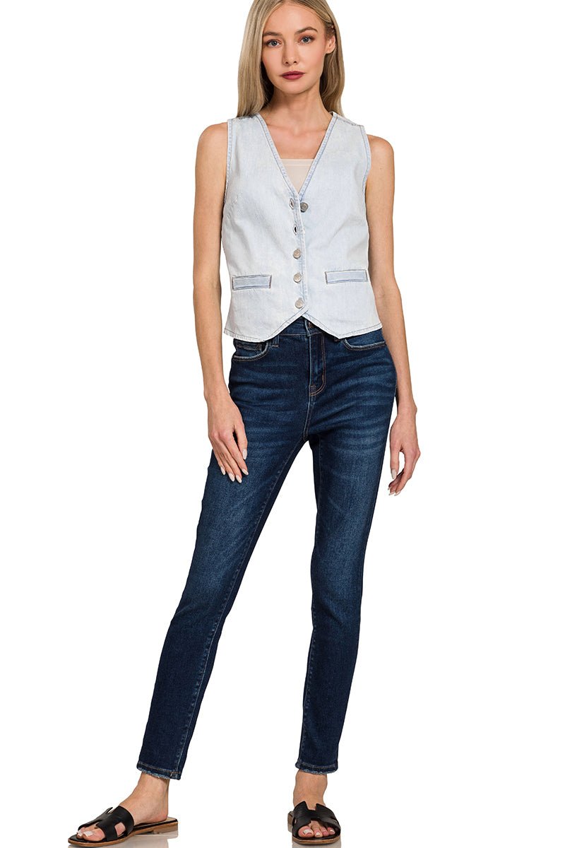 Light Denim Vest - Lavender Hills BeautyZenanaDTT - 9587Y - S