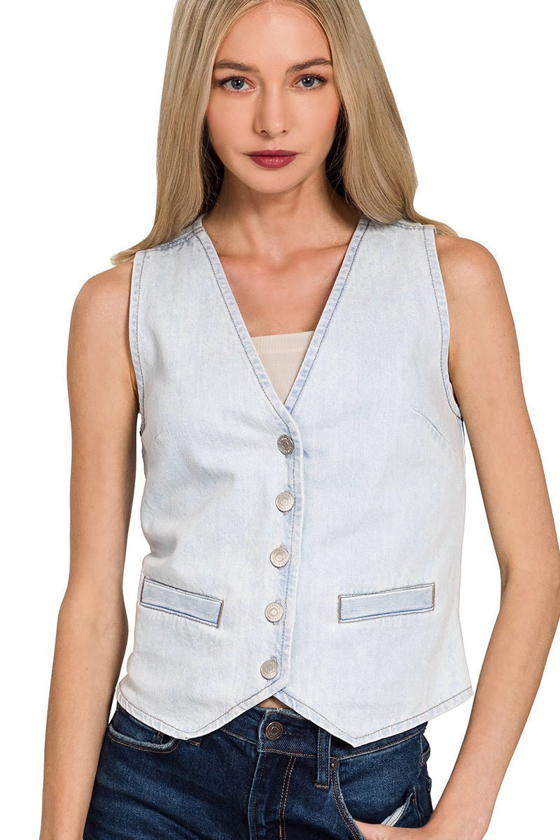 Light Denim Vest - Lavender Hills BeautyZenanaDTT - 9587Y - S