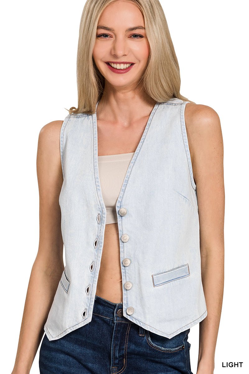 Light Denim Vest - Lavender Hills BeautyZenanaDTT - 9587Y - S