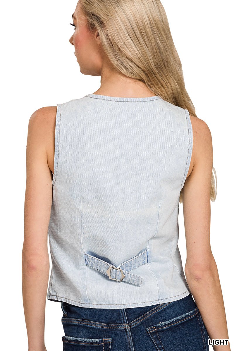 Light Denim Vest - Lavender Hills BeautyZenanaDTT - 9587Y - S
