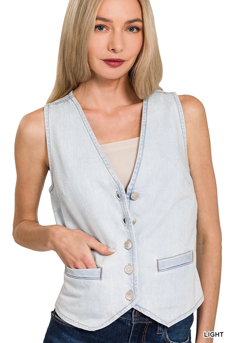 Light Denim Vest - Lavender Hills BeautyZenanaDTT - 9587Y - S