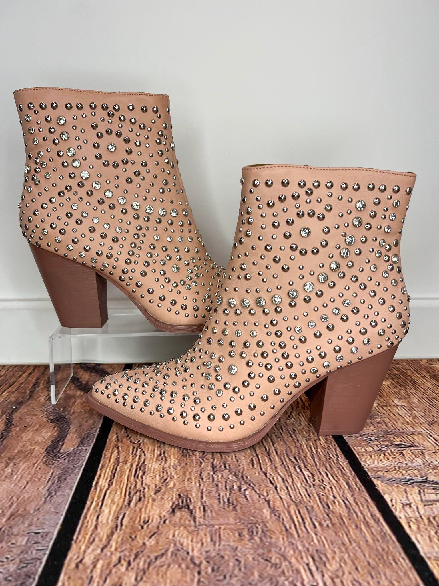 Line Dance Boot with Rhinestones / Studs - Blush - Lavender Hills BeautyCorkys Footwear