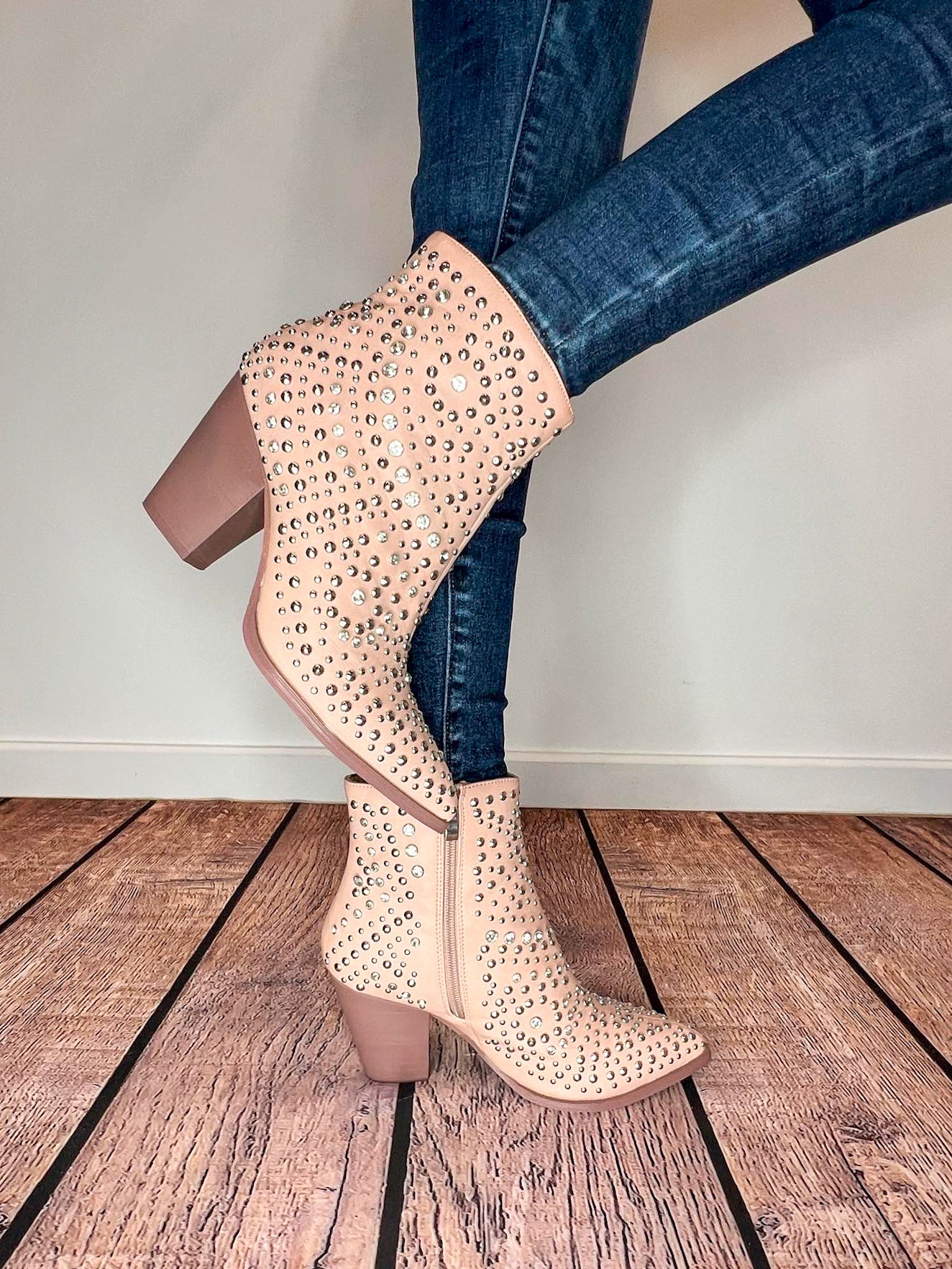 Line Dance Boot with Rhinestones / Studs - Blush - Lavender Hills BeautyCorkys Footwear