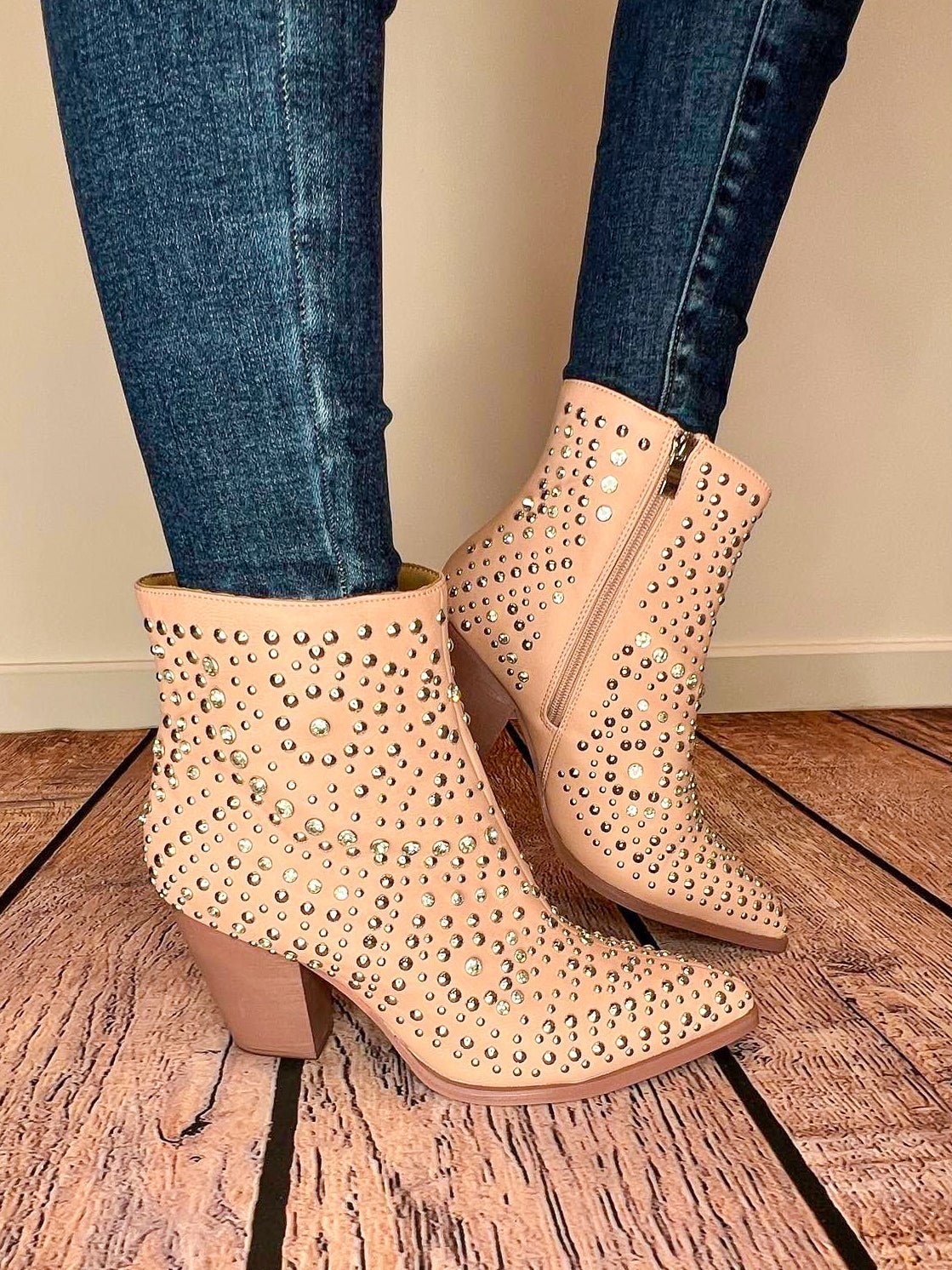 Line Dance Boot with Rhinestones / Studs - Blush - Lavender Hills BeautyCorkys Footwear