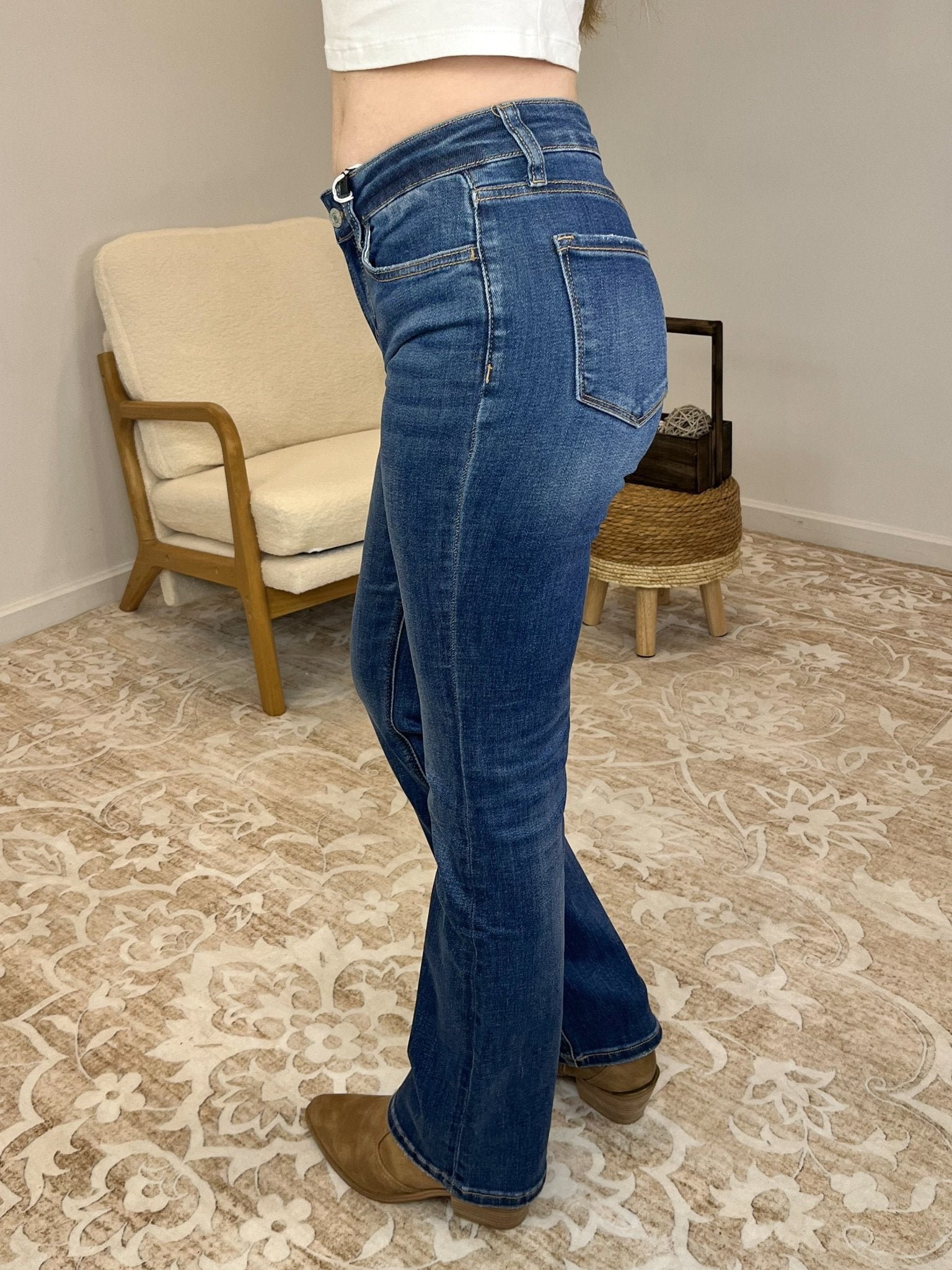 Lovervet by Vervet Titillating Mid Rise Bootcut Jeans - Lavender Hills BeautyLovervet by Vervet