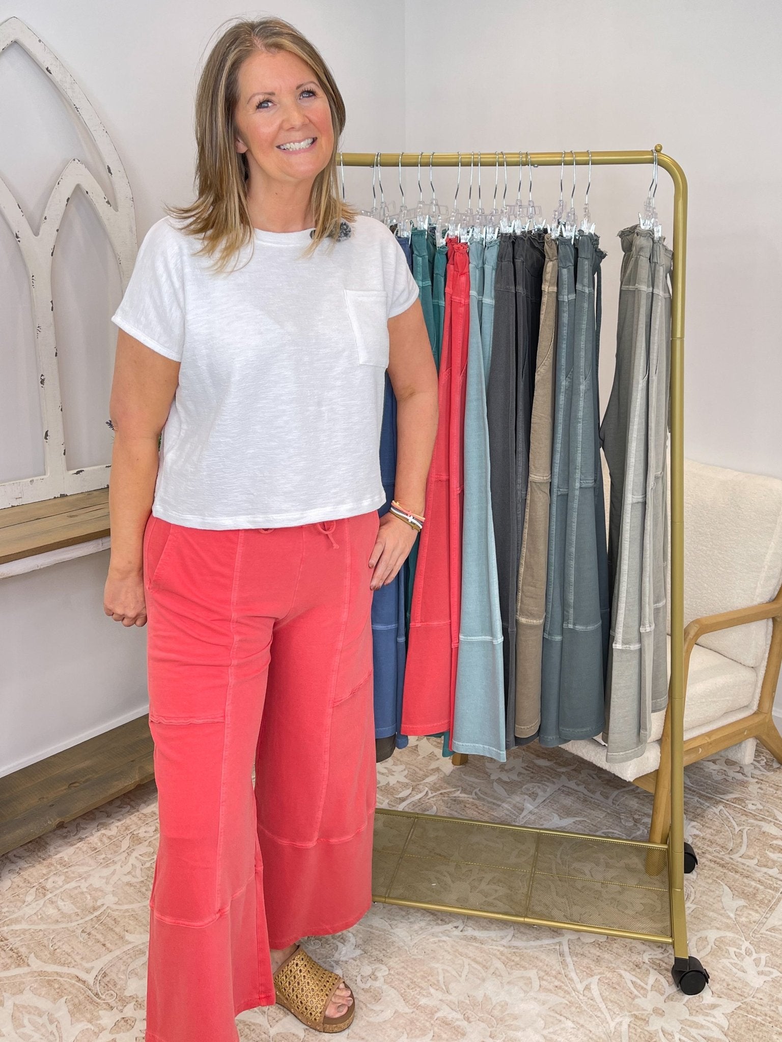 Low - Key Cropped Wide Leg Exposed Seam Wide Leg Lounge Pants - Lavender Hills BeautyZenana