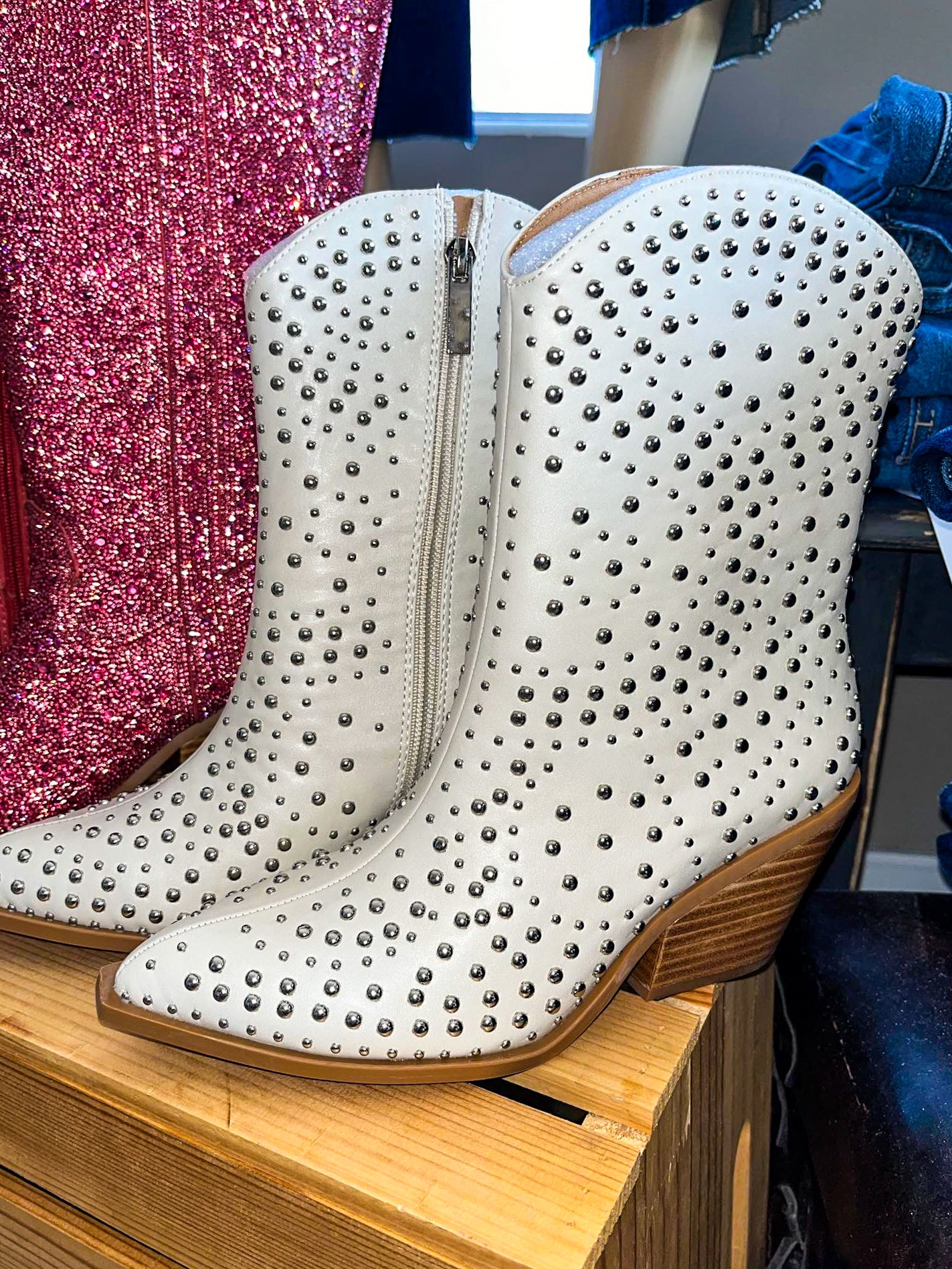 Lowlights Boot with Silver Studs - Ivory - Lavender Hills BeautyCorkys Footwear80 - 0157 - BLSH - Q - 6