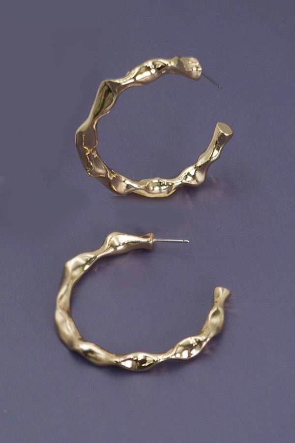 Luxury Hammered Gold Hoop Earrings 2 inch - Lavender Hills BeautyJosslyn by Wall to Wall10E3070733
