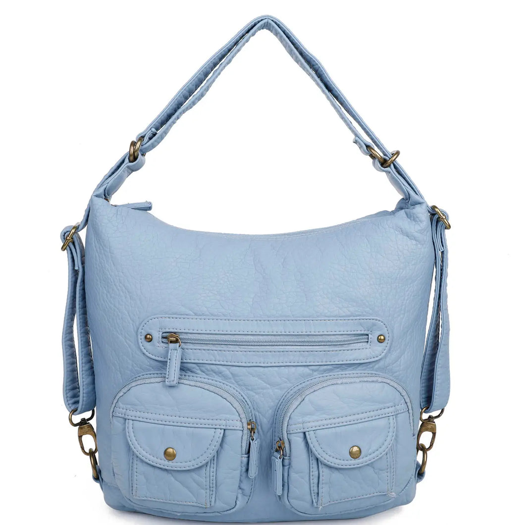 Mini Andee Convertible Crossbody Backpack - Perwinkle Blue | Vegan Leather