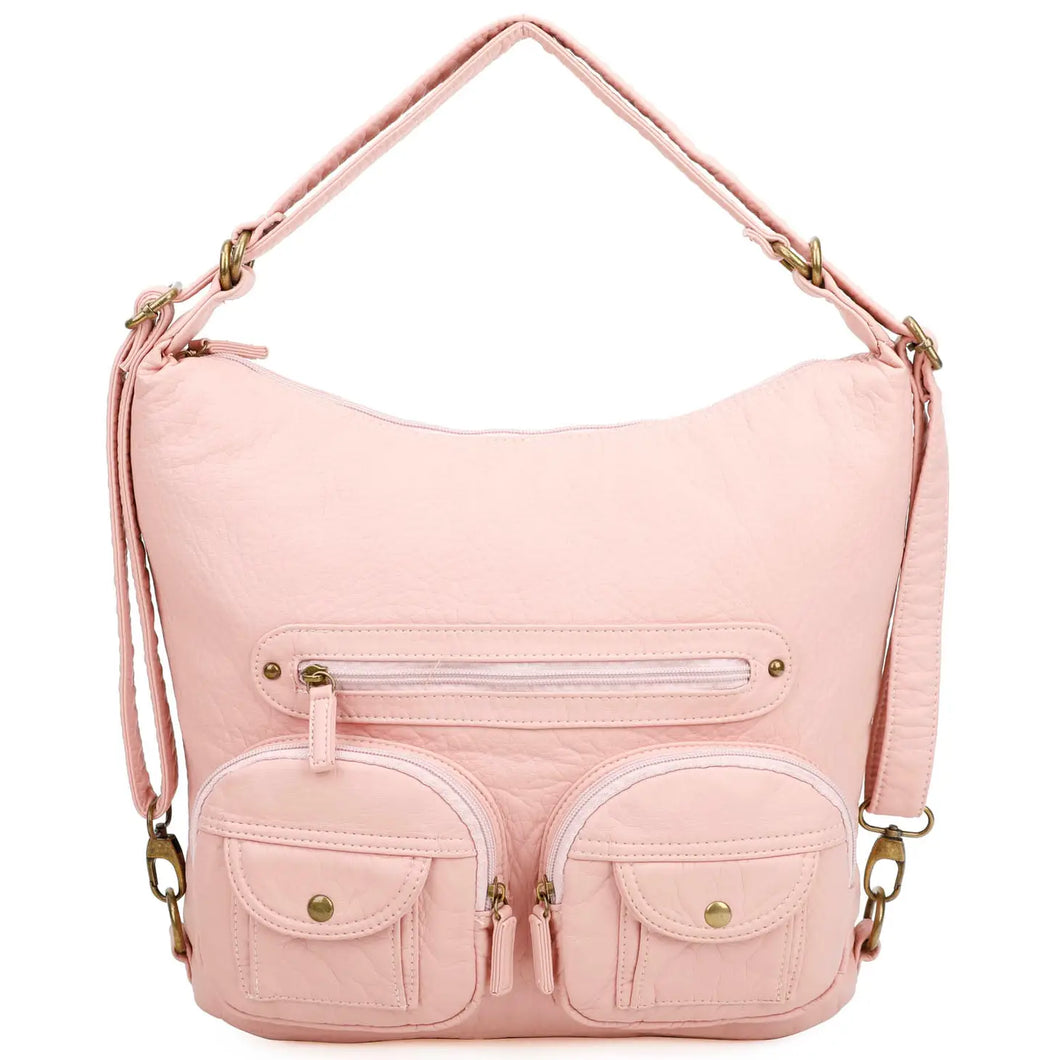 Mini Andee Convertible Crossbody Backpack - Petal Pink | Vegan Leather
