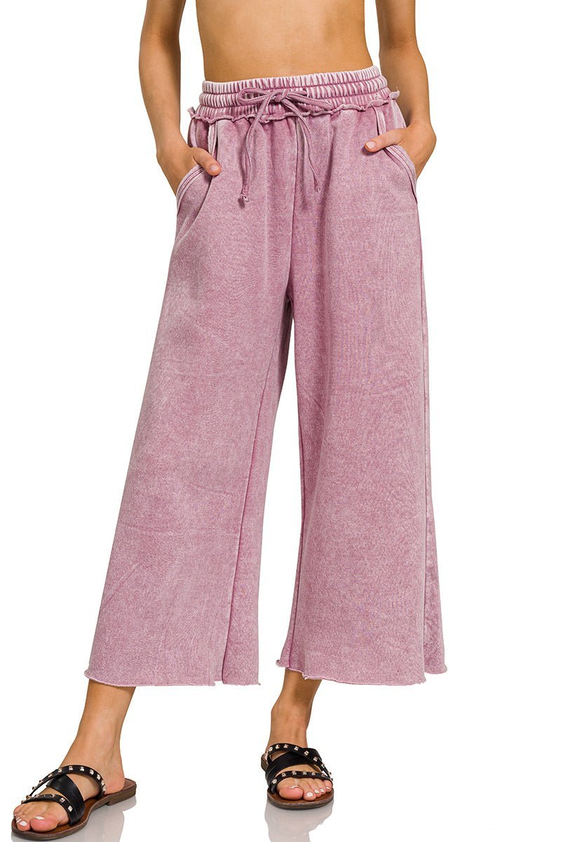 Cropped Jogger Lounge Pants Sweatpants - Lavender Hills BeautyZenanaOPW - 4340Y - LTROS - S