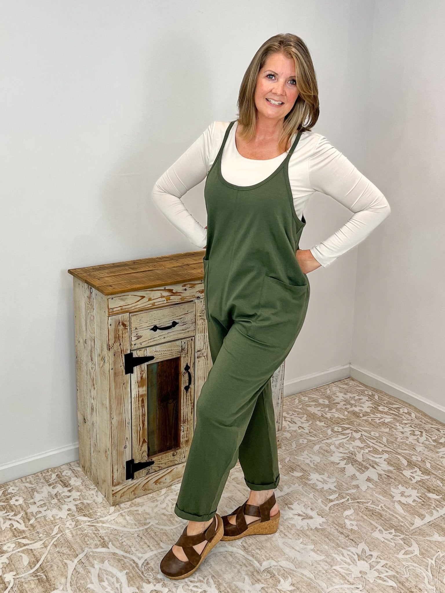 Onsie Romper Jumpsuit - Dark Olive - Lavender Hills BeautyZenanaCP - 3363A5 - DKOLV - SM