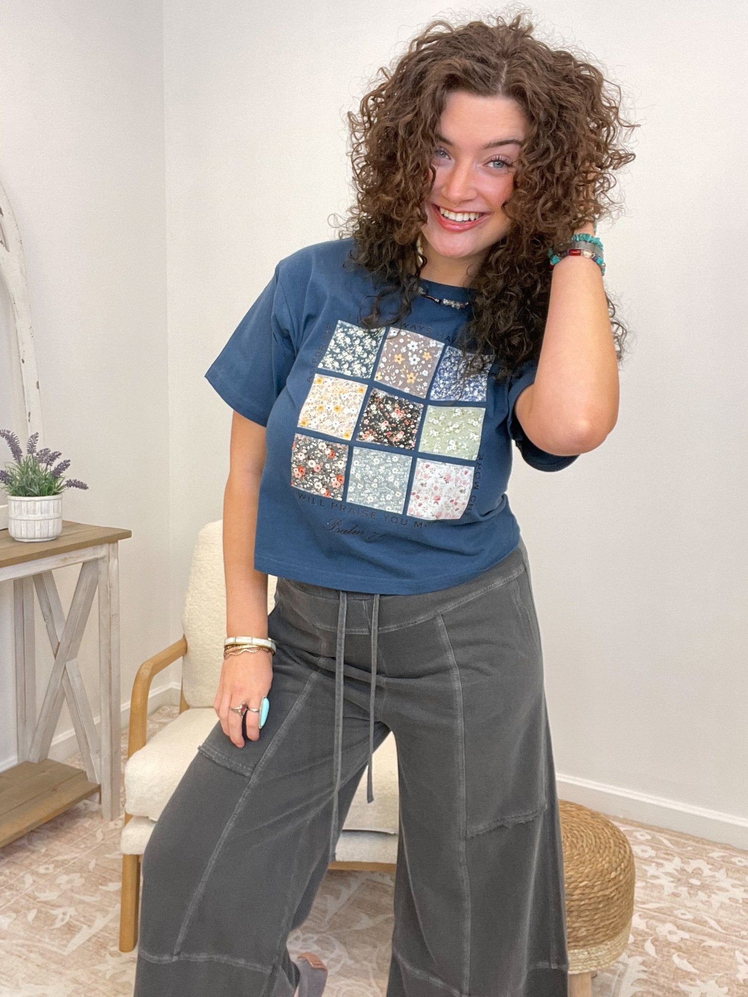 Psalm 71:14 "Always Have Hope" Boxy Tee | Floral Sea Blue Christian Shirt - Lavender Hills BeautyLavender Hills Beauty