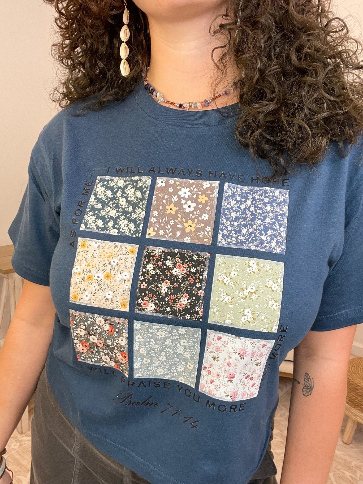 Psalm 71:14 "Always Have Hope" Boxy Tee | Floral Sea Blue Christian Shirt - Lavender Hills BeautyLavender Hills Beauty