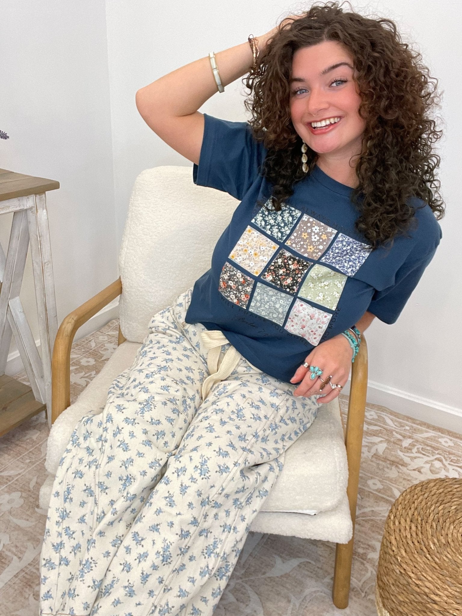 Psalm 71:14 "Always Have Hope" Boxy Tee | Floral Sea Blue Christian Shirt - Lavender Hills BeautyLavender Hills Beauty