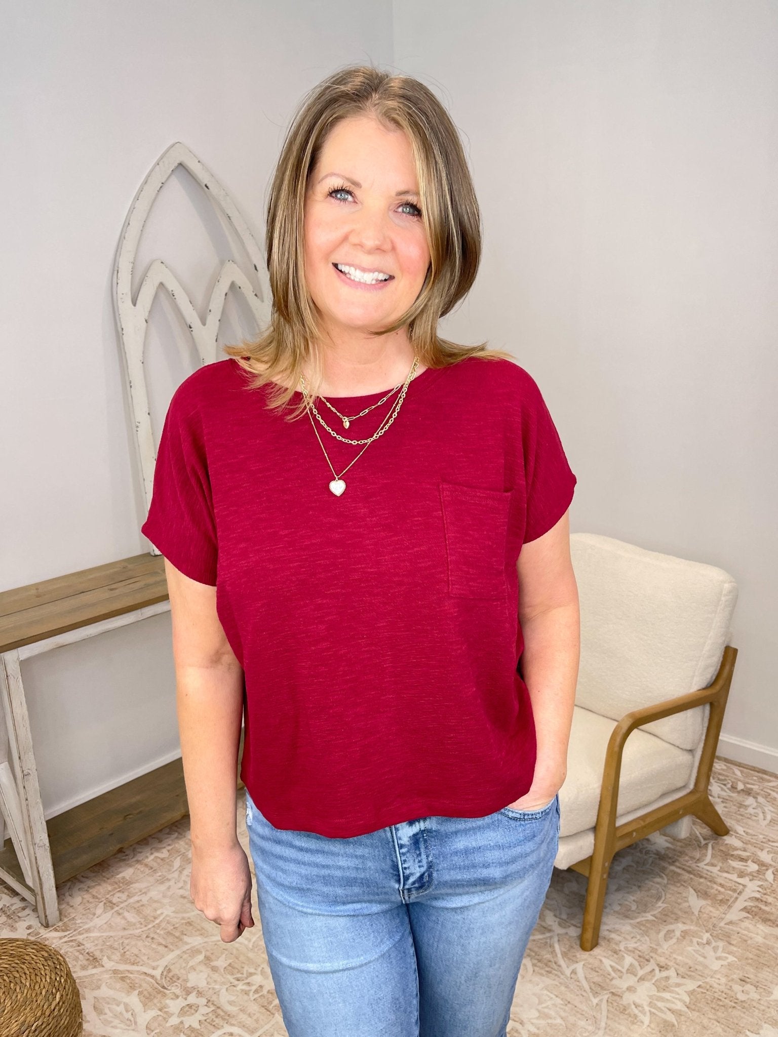 Premium Cotton Slub Relaxed Pocket Tee - Lavender Hills BeautyZenanaCT-3458Y-CAB-S