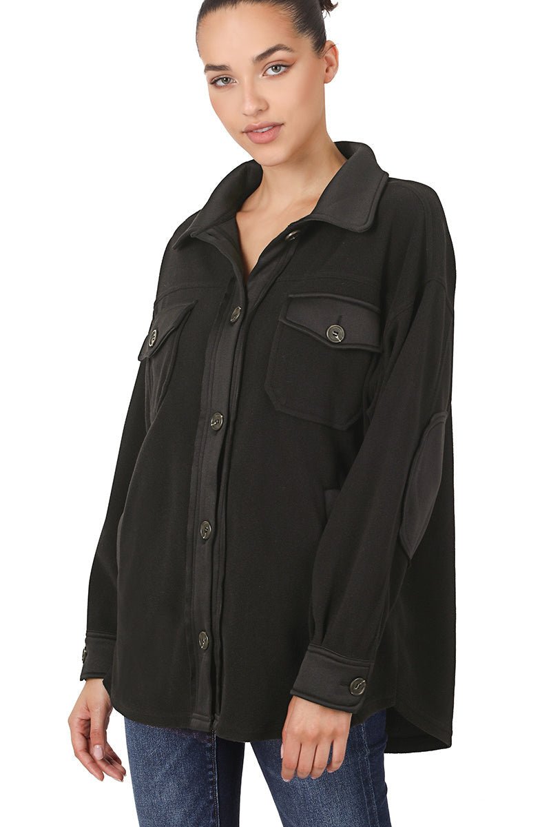 Cozy Cabin Fleece Oversized Shacket - Black - Lavender Hills BeautyZenanaQJ - 40000Y - BLK - S