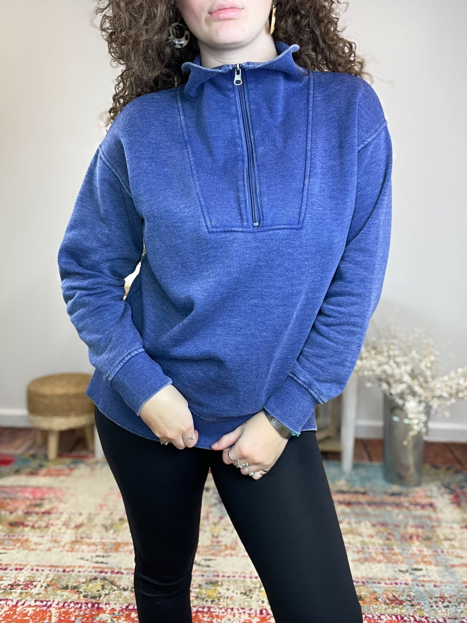 Quarter Zip Sweatshirt Pullover - Lavender Hills BeautyJadyK