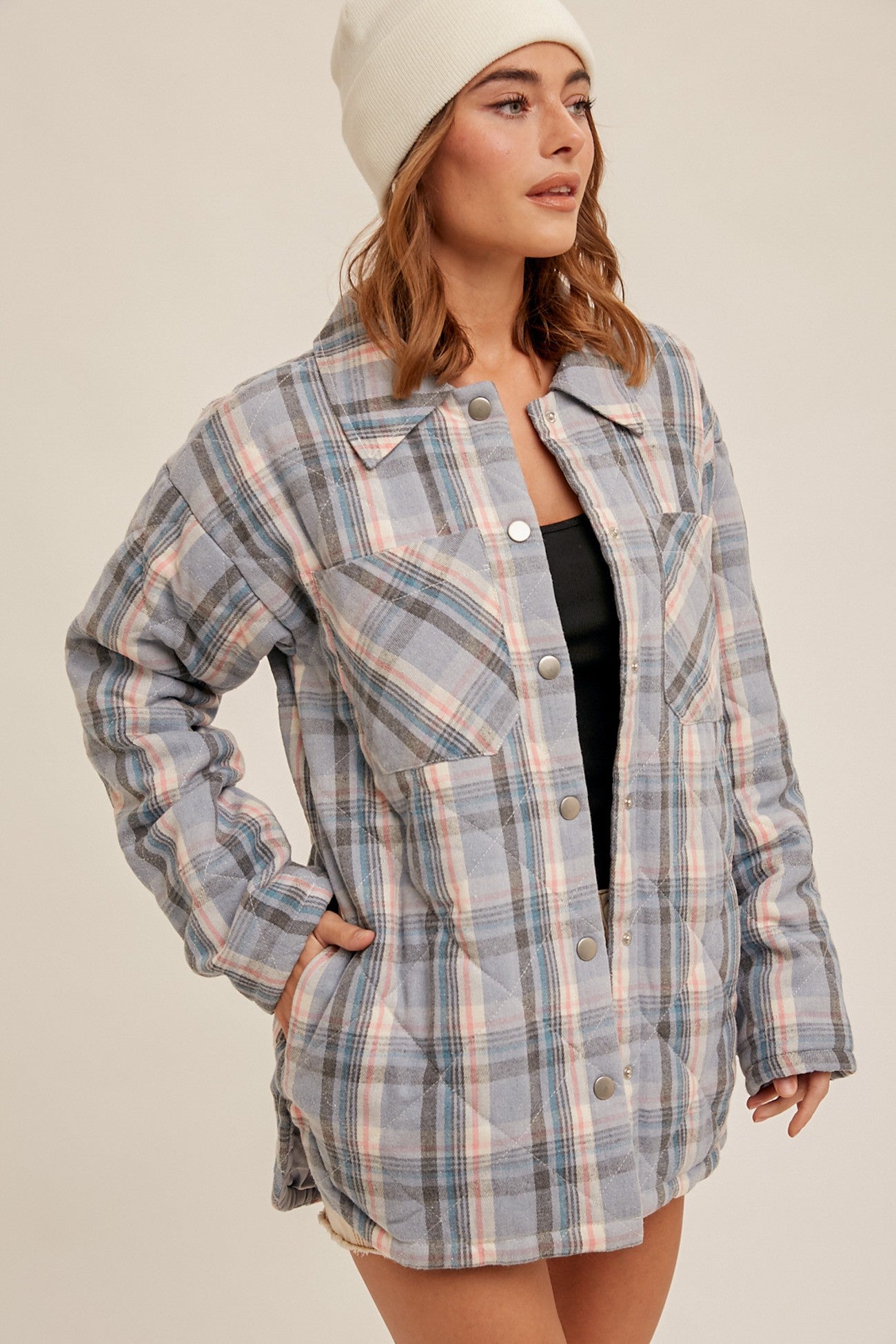 The Rancher Quilted Blue Plaid Snap Button Jacket - Lavender Hills BeautyHem & Thread35232