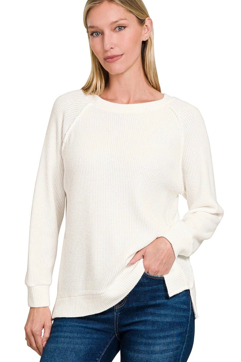 Raglan Essential Long Sleeve Top Shirt - Lavender Hills BeautyZenanaITW - 2475Y - BLK - S