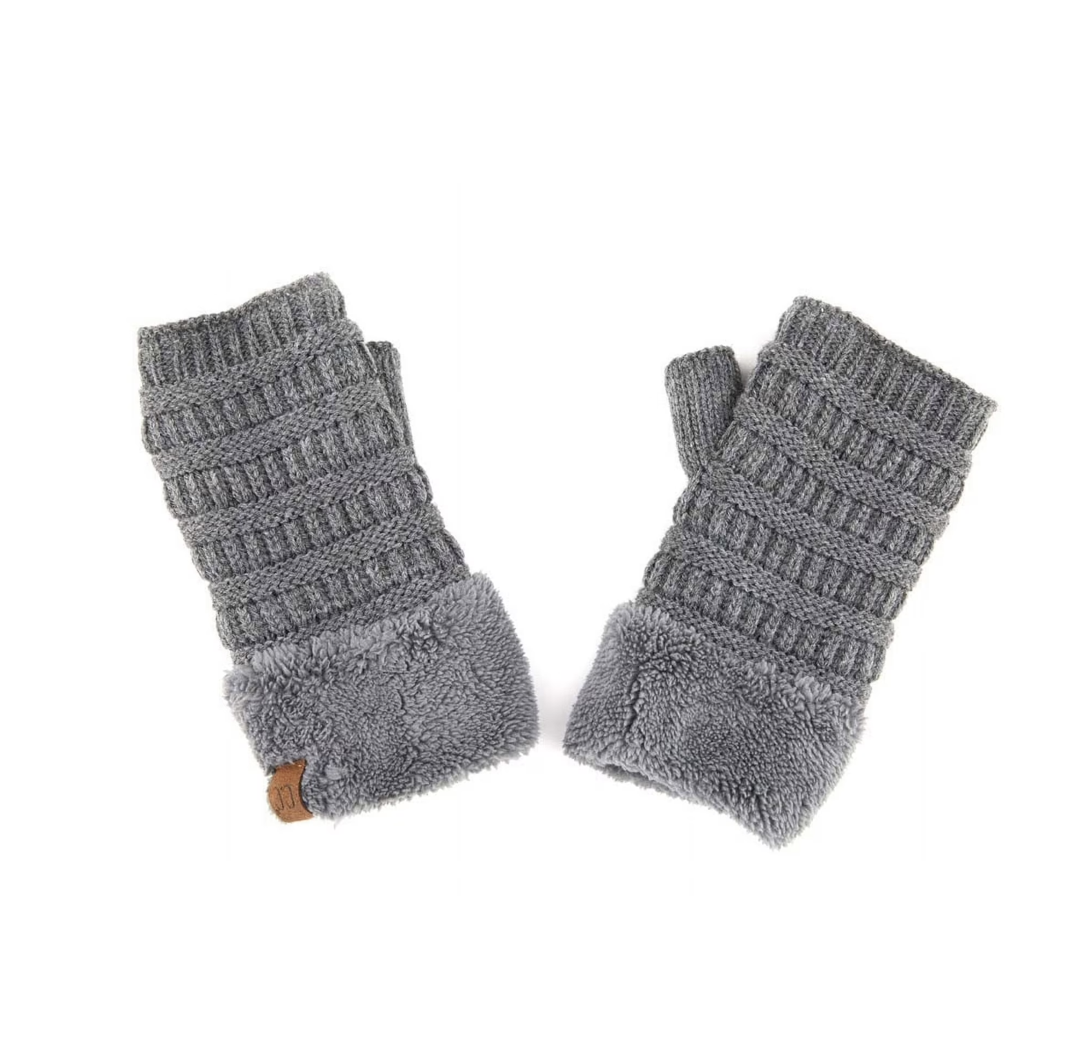 C.C Beanie Fingerless Sherpa Lined Women's Gloves - Dark Grey