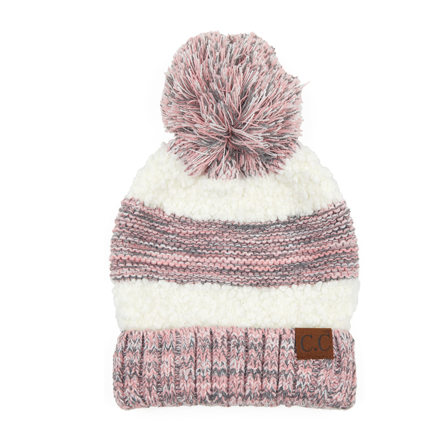 C.C Beanie Popcorn Heathered Knit Pom Beanie HAT7391