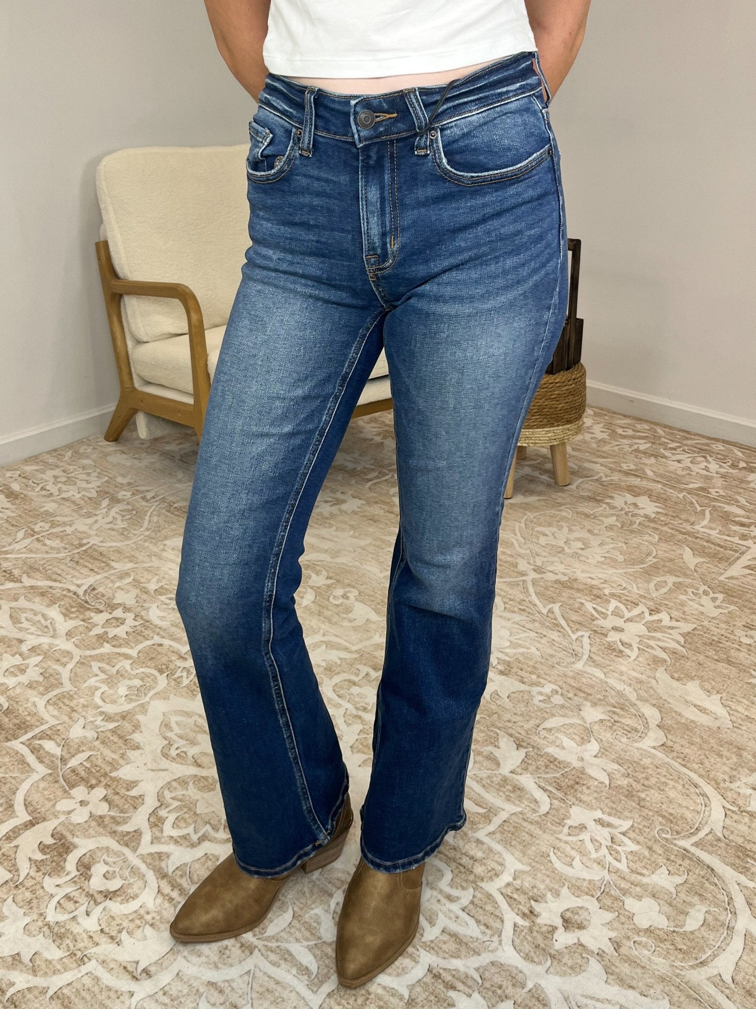 Signature Dark Wash Bootcut Jeans - Lavender Hills BeautyZenana