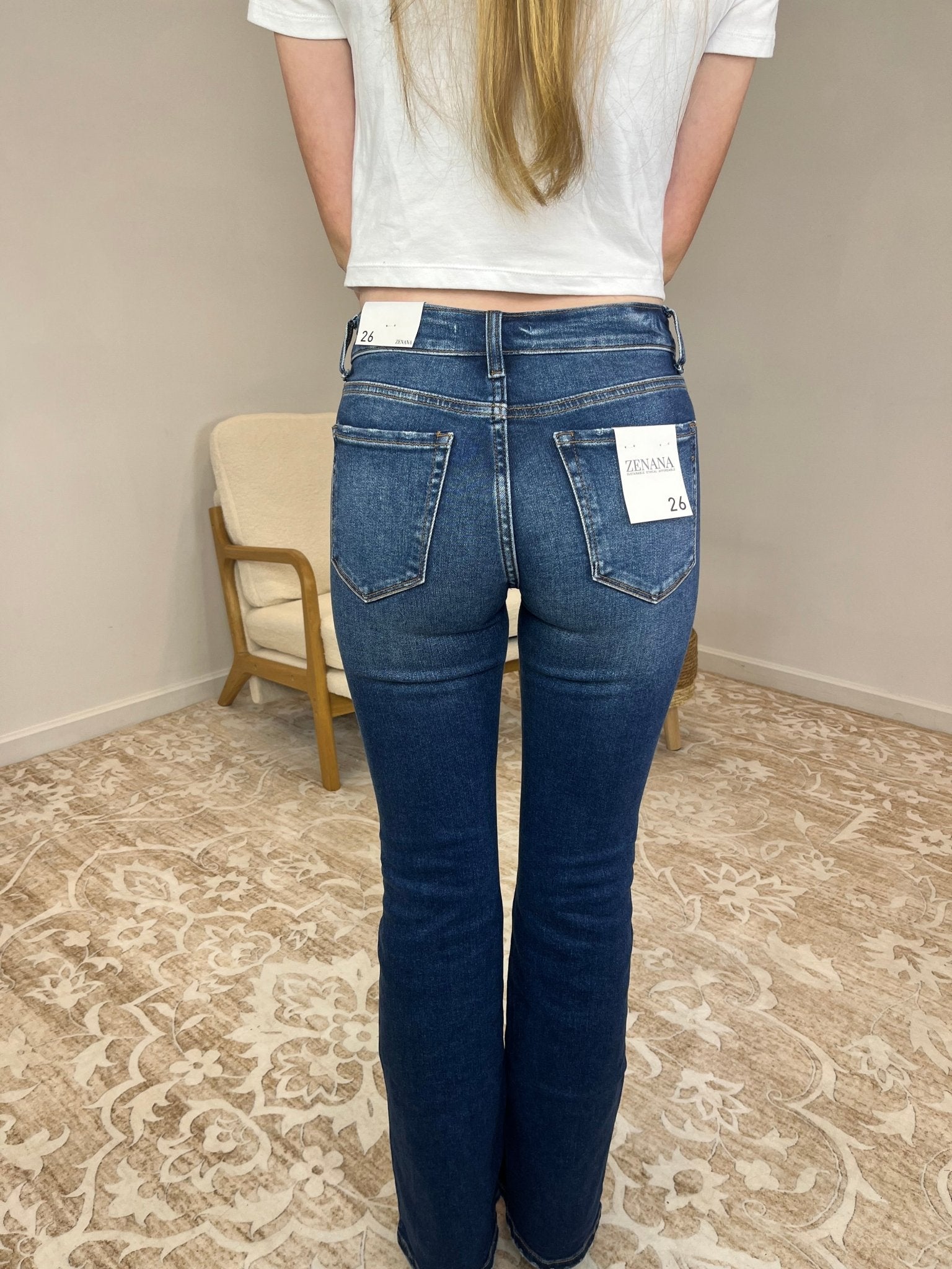 Signature Dark Wash Bootcut Jeans - Lavender Hills BeautyZenana