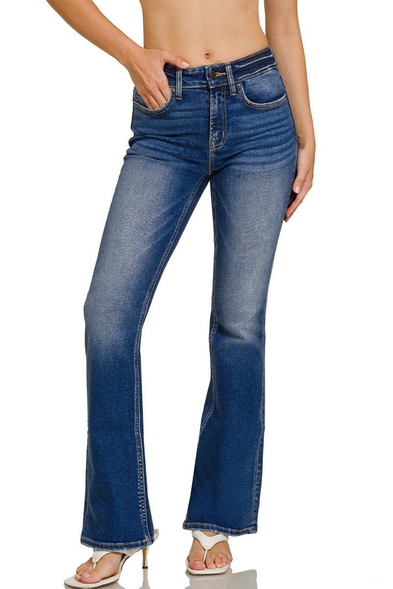 Signature Dark Wash Bootcut Jeans - Lavender Hills BeautyZenana