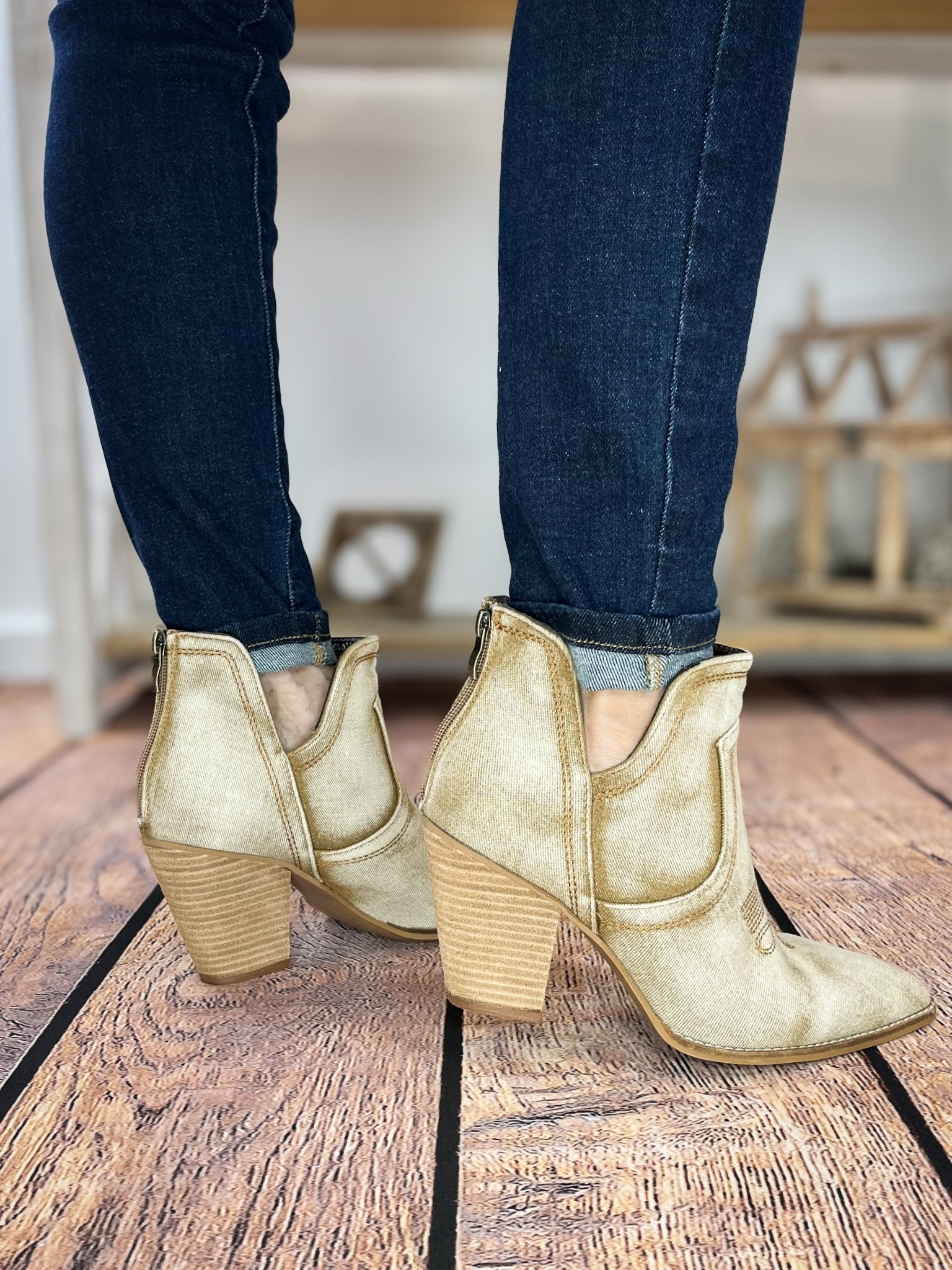 Corky's Footwear Smoke Show Boot - Washed Beige Denim - Lavender Hills BeautyCorkys Footwear