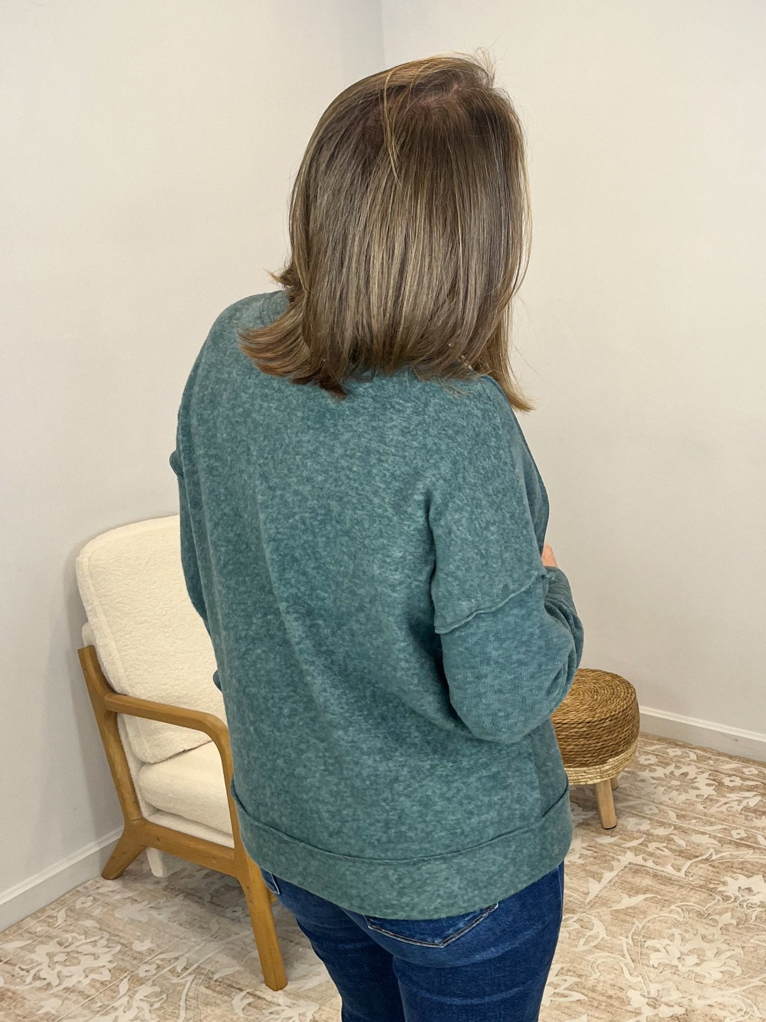 Soft Drop Shoulder Long Sleeve Sweater - Ash Jade - Lavender Hills BeautyZenanaHT - 2472Y - ASHJDE - S