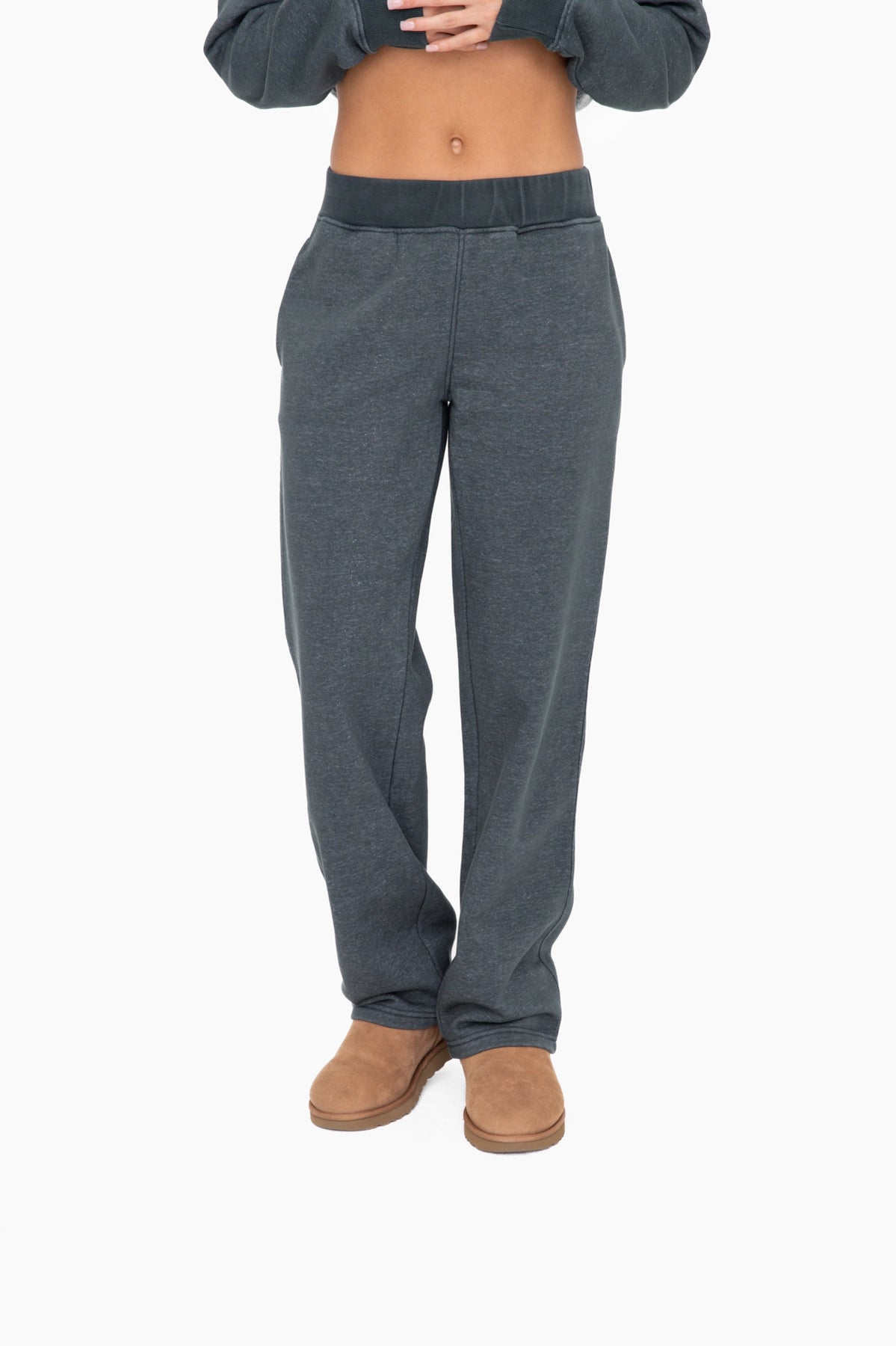 Straight Leg Fleece Lounge Pants - Jade Mono B