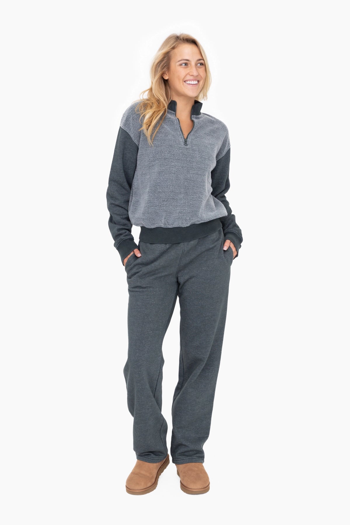 Straight Leg Fleece Lounge Pants - Jade Mono B