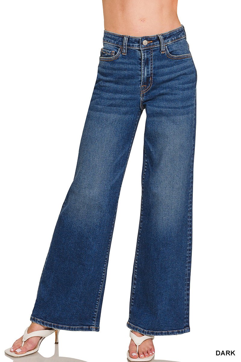 Sunday Blues Mid Rise Wide Leg Jean - Dark Wash - Lavender Hills BeautyZenanaDTP - 9588DD - 25
