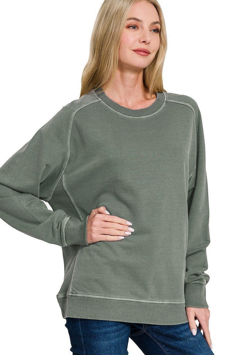 Classic French Terry Pullover Sweatshirt - Lavender Hills BeautyZenana