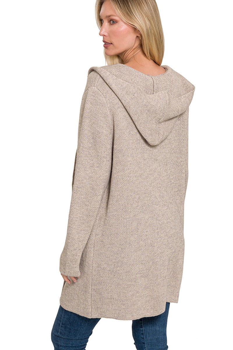 Mocha Hooded Cardigan Sweater - Lavender Hills BeautyZenanaTW - 2199Y - HMCH - S