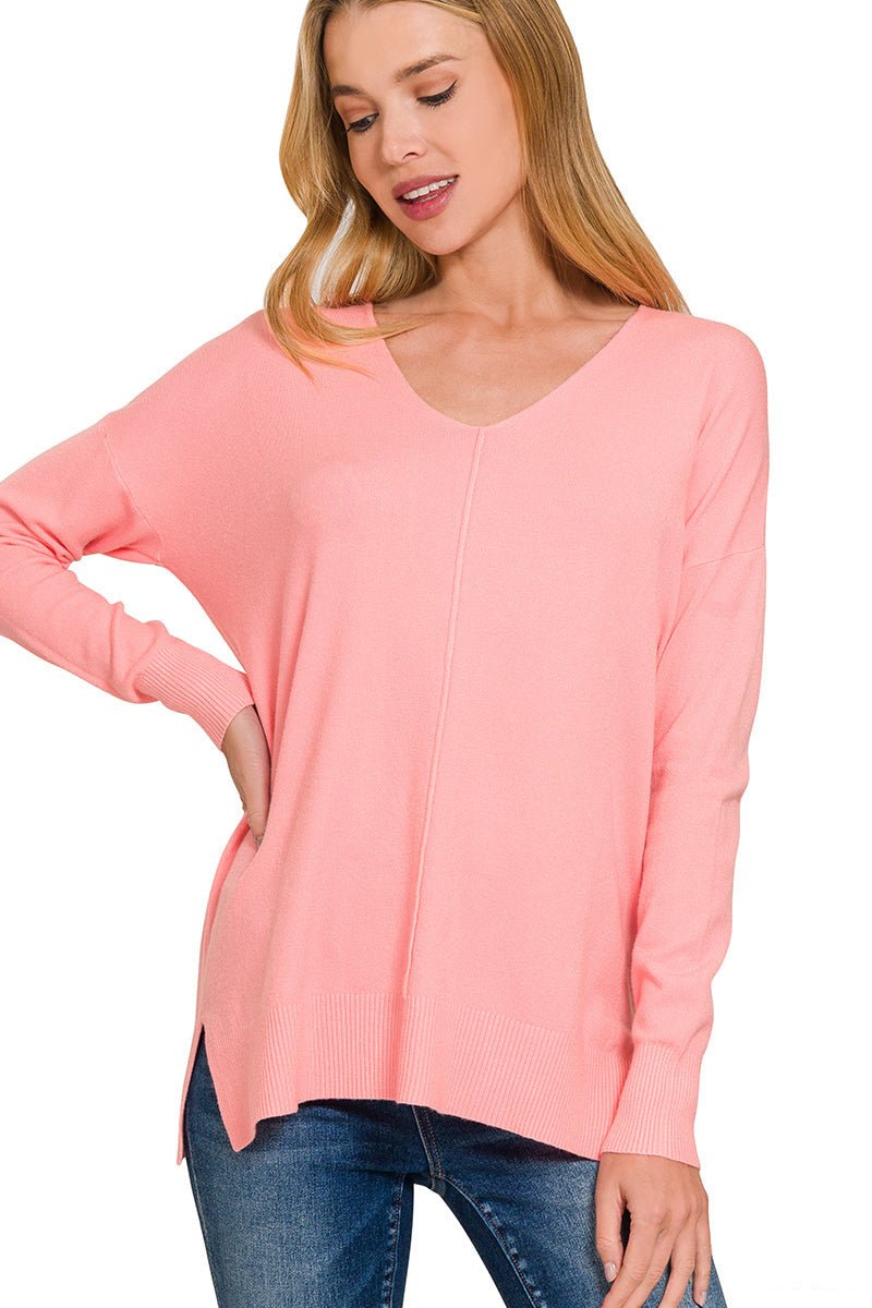 Viscose Front Seam Sweater - Lavender Hills BeautyZenanaTW - 2211D6 - BLK - SM